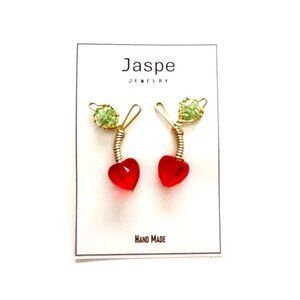Red Mini Cherry Heart Earrings